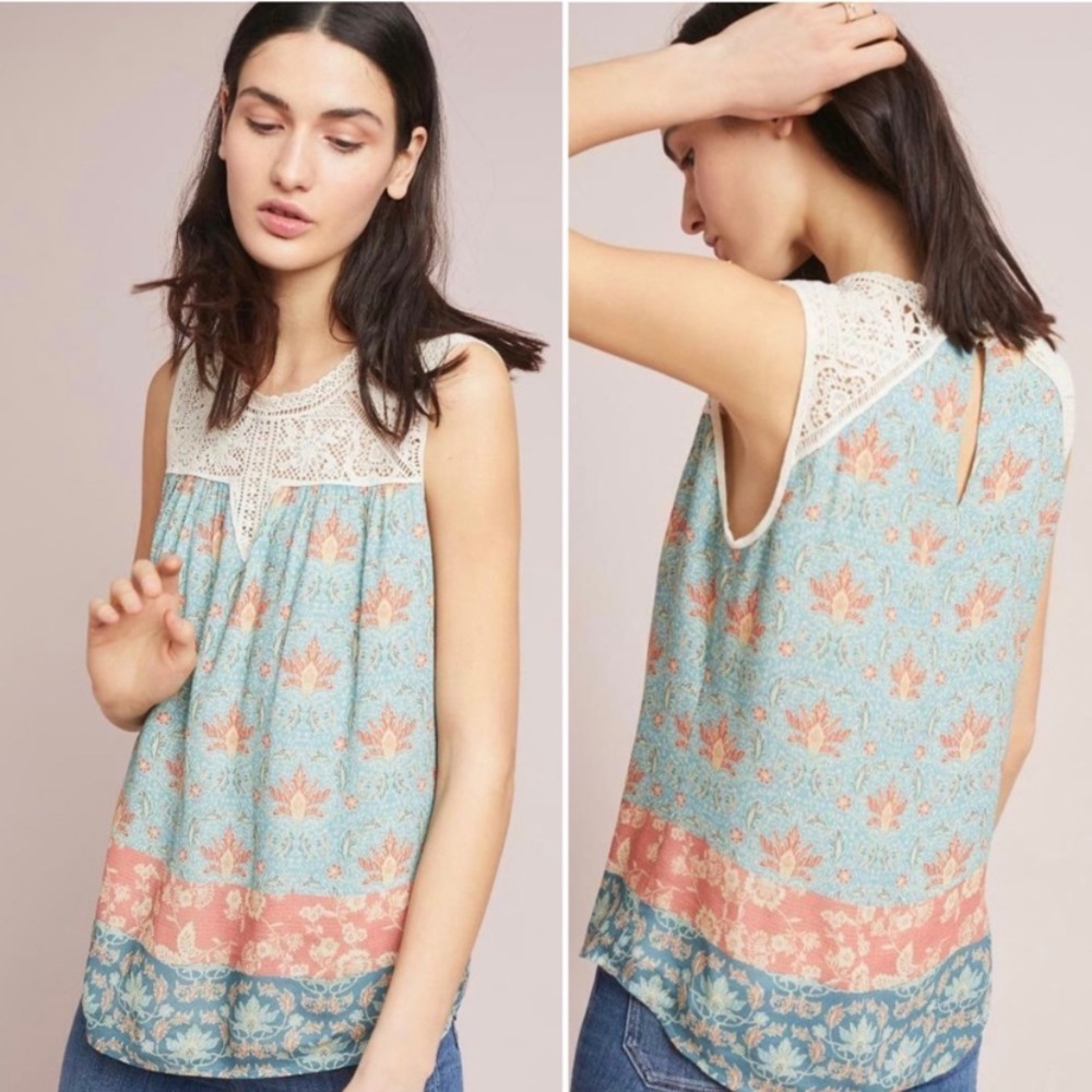 Anthro Eleanor Laced Boho Tank